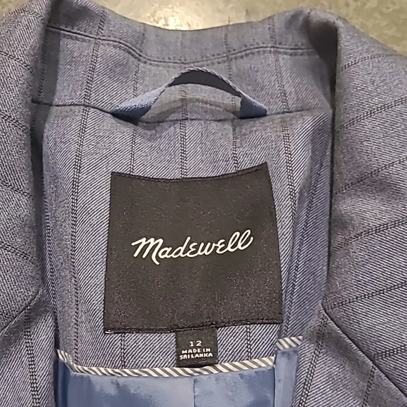 MADEWELL YARN DYED PINSTRIPE BLUE BLAZER - Picture 8 of 12